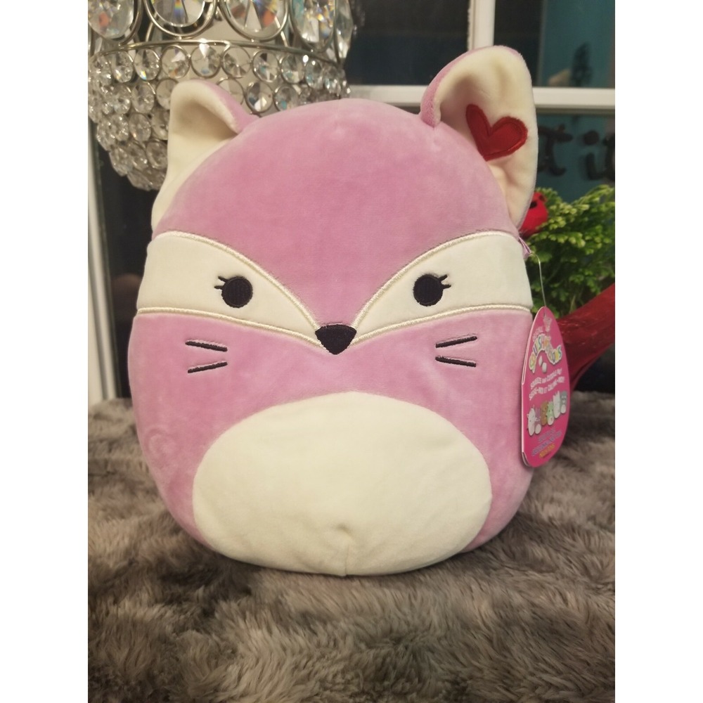 NWT Squishmallow 2020 8" Lenaya the Purple Fox Valentine's Day W/ Heart on Ear